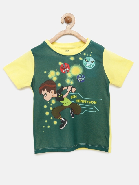 

YK Ben10 Boys Green Printed Round Neck T-shirt