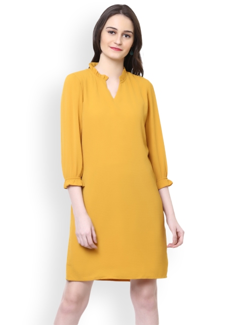 

Harpa Women Mustard Solid A-Line Dress