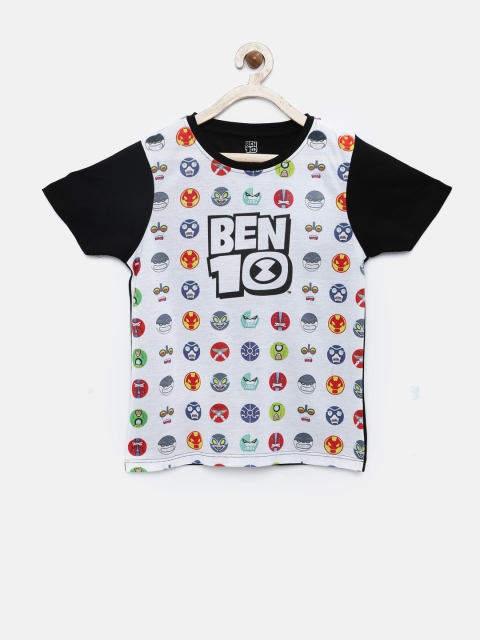 

YK Ben10 Boys White Printed Round Neck T-shirt