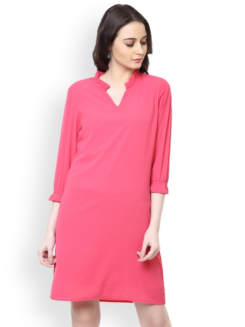 

Harpa Women Pink Solid A-Line Dress