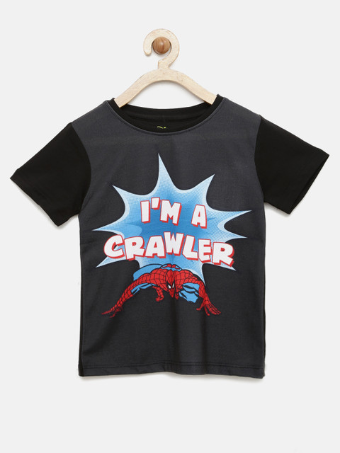 

YK Marvel Boys Black Printed Round Neck T-shirt