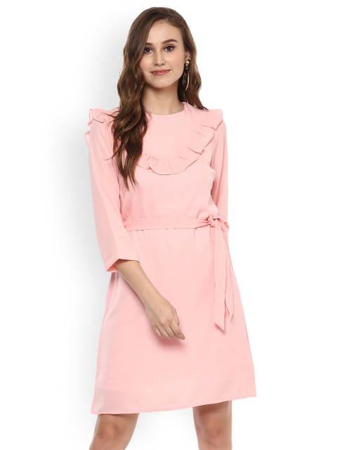 

Harpa Women Pink Solid A-Line Dress