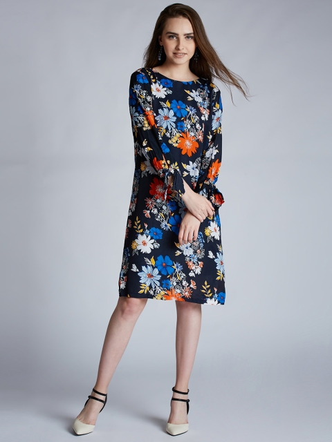 

Harpa Women Black Floral Print A-Line Dress