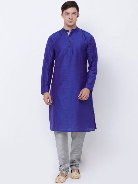 

Svanik Men Purple Solid Straight Kurta