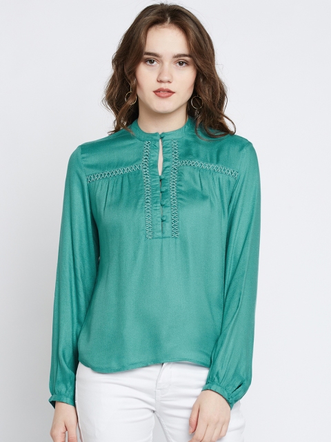 

Marie Claire Women Green Solid Top