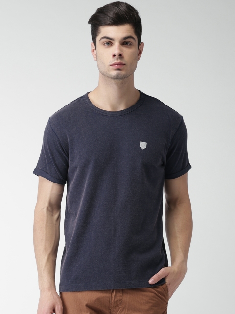 

Harvard Men Navy Blue Solid Round Neck T-shirt