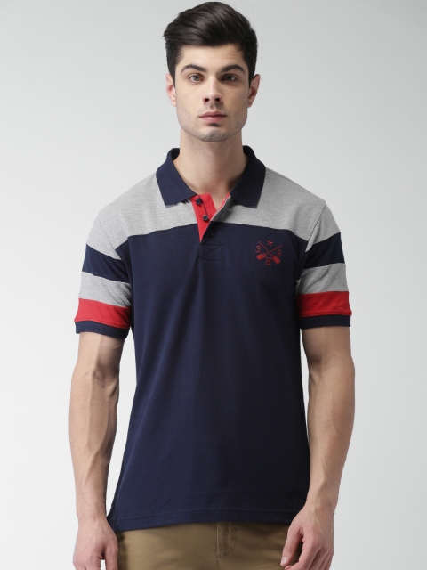 

Harvard Men Navy Blue Solid Polo Collar T-shirt