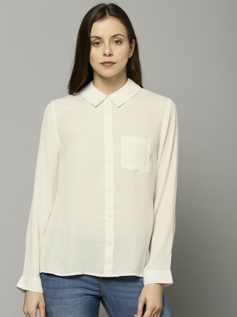 

Marks & Spencer Women Off-White Regular Fit Solid Casual Shirt