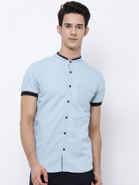 

LOCOMOTIVE Men Blue Slim Fit Solid Casual Shirt