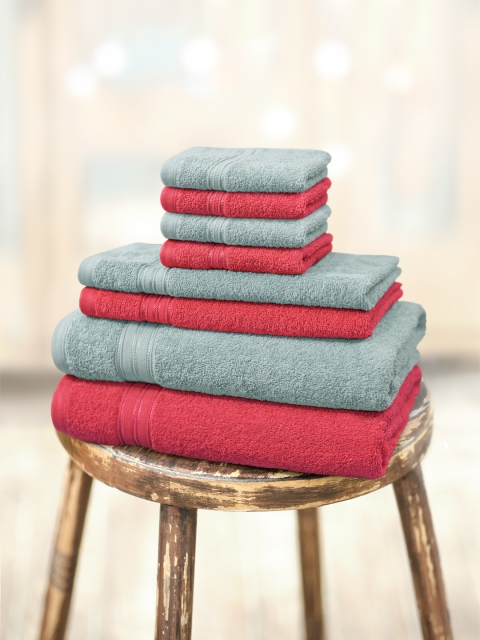 

swiss republic Set of 8 Cotton 450 GSM Towels, Maroon