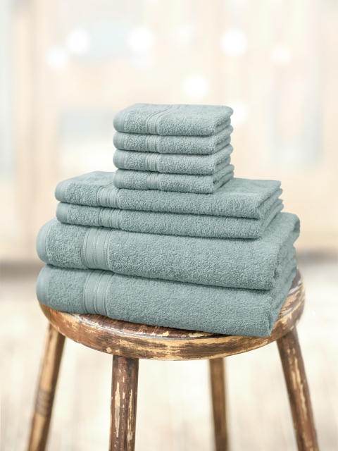 

swiss republic Set of 8 Cotton 450 GSM Towels, Blue