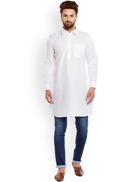 

SOJANYA Men White Solid Straight Kurta