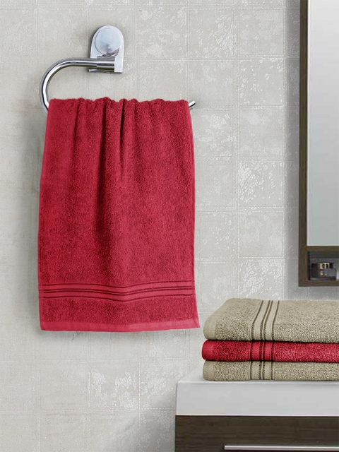 

swiss republic Set of 4 Cotton 450 GSM Hand Towels, Maroon
