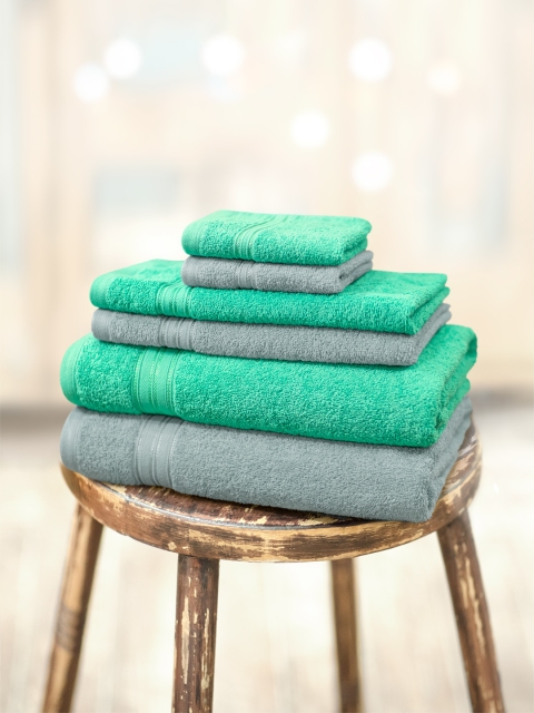 

swiss republic Set of 6 Cotton 450 GSM Towels, Green