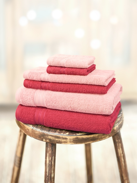 

swiss republic Set of 6 Cotton 450 GSM Towels, Maroon