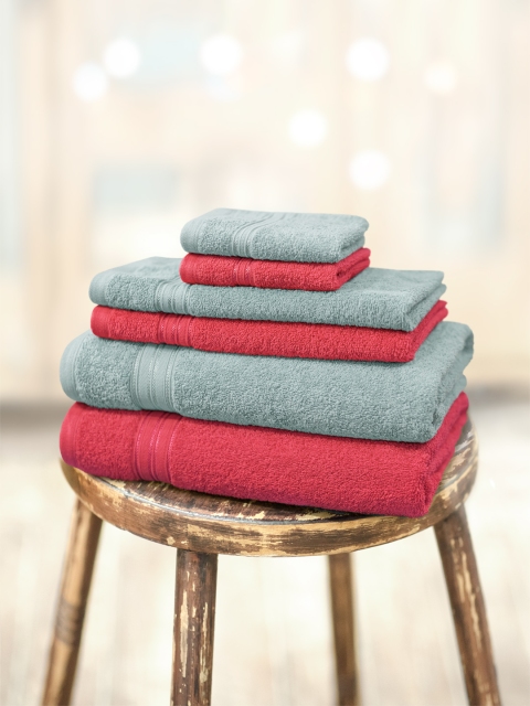 

swiss republic Set of 6 Cotton 450 GSM Towels, Maroon