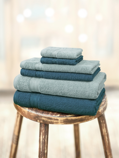 

swiss republic Set of 6 Cotton 450 GSM Towels, Blue