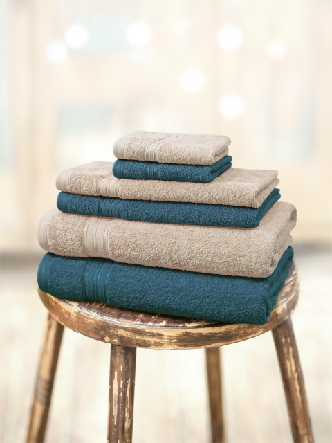 

swiss republic Set of 6 Cotton 450 GSM Towels, Navy blue