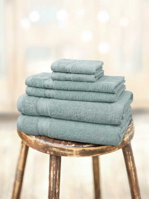 

swiss republic Set of 6 Cotton 450 GSM Towels, Blue