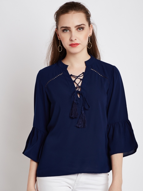 

RARE Women Navy Blue Solid Top