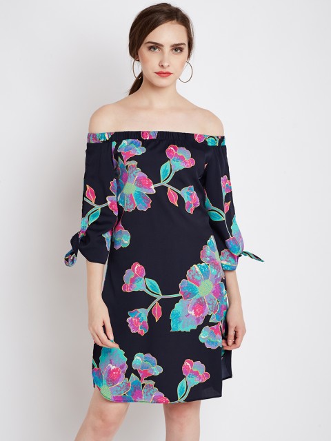 

RARE Women Black Printed A-Line Dress