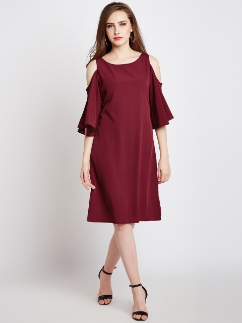 

RARE Women Maroon Solid A-Line Dress