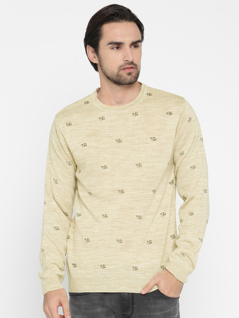 

Peter England Casuals Men Beige Printed Pullover
