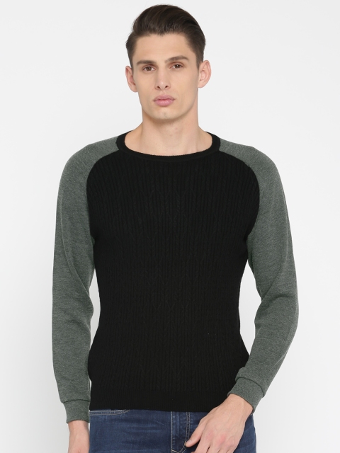 

Peter England Casuals Men Black Self Design Pullover