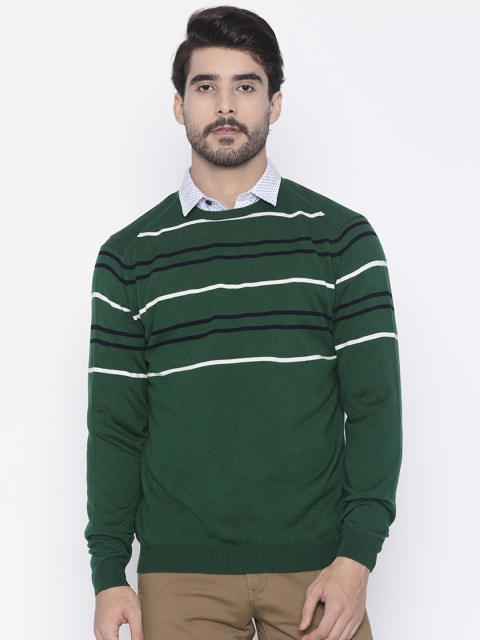 

Peter England Casuals Men Green Striped Pullover