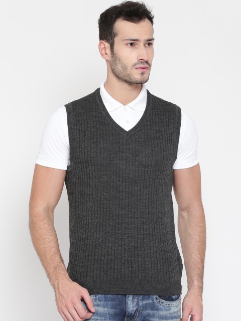 

Peter England Casuals Men Charcoal Grey Patterned Sweater
