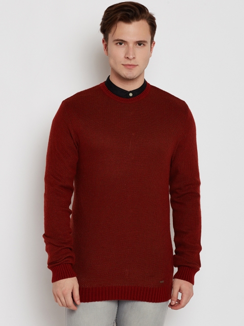 

Peter England Casuals Men Brick Red Solid Sweater