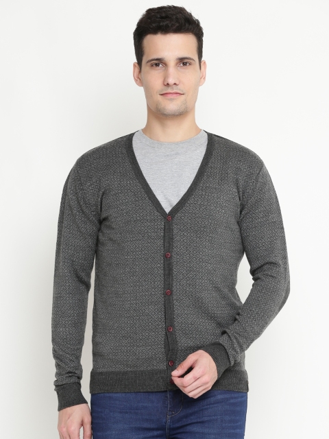 

Peter England Casuals Men Grey Melange Self-Design Cardigan