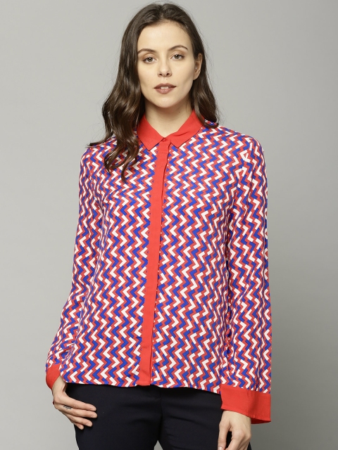 

Marks & Spencer Women Red & Blue Regular Fit Printed Casual Shirt