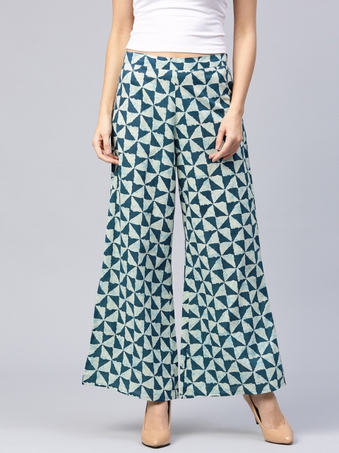 

AKS Women Blue Flared Printed Palazzos