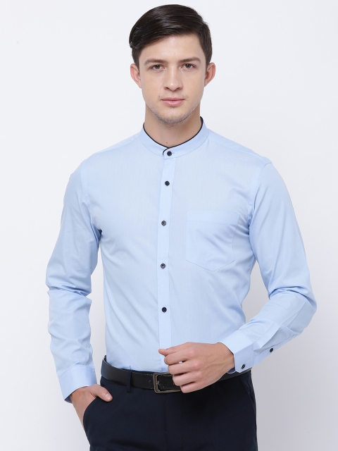 

Black coffee Men Blue Slim Fit Solid Formal Shirt