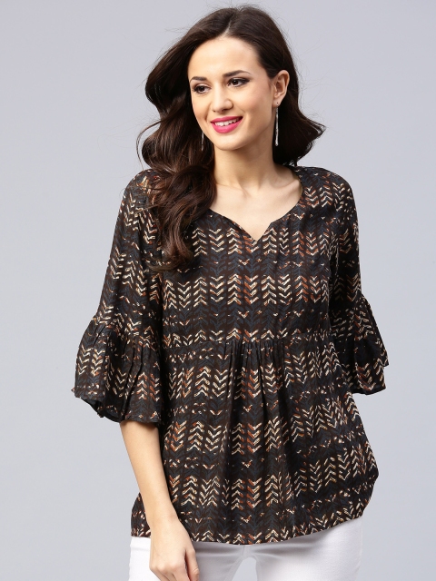 

AKS Women Black Printed Top