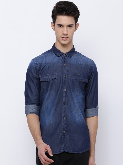

HIGHLANDER Men Blue Slim Fit Solid Casual Shirt
