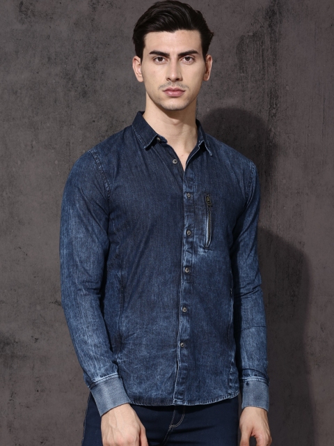 

Roadster Men Blue Regular Fit Faded Casual Shirt