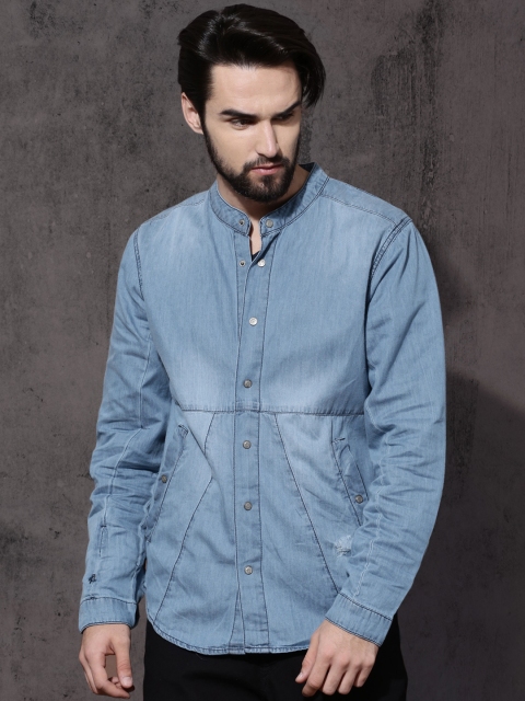 

Roadster Men Blue Regular Fit Solid Denim Shirt