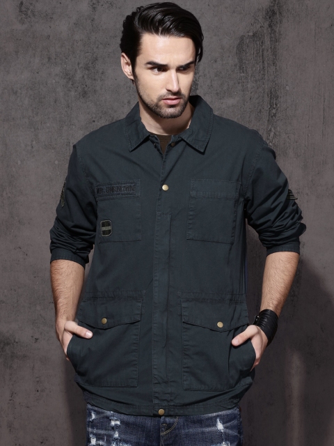

Roadster Men Navy Blue Solid Denim Jacket