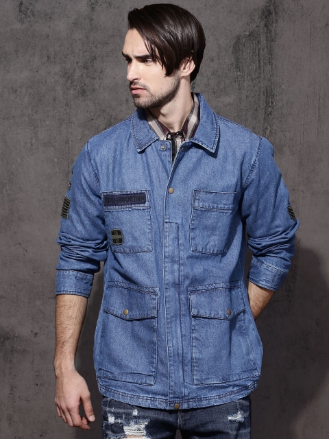 

Roadster Men Blue Solid Denim Jacket