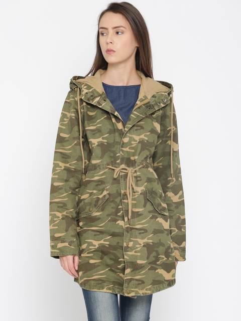 

Roadster Women Olive Green Printed Tailored Jacket