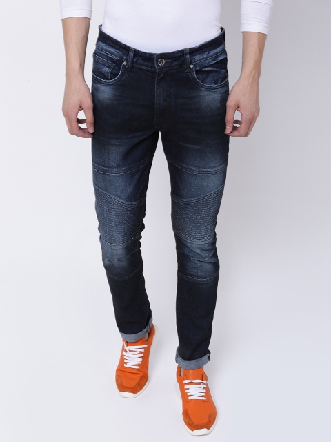 

LOCOMOTIVE Men Blue Dragon Regular Fit Mid-Rise Clean Look Stretchable Jeans