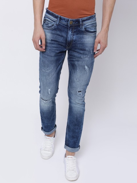 

LOCOMOTIVE Men Blue Dragon Regular Fit Distressed Stretchable Jeans