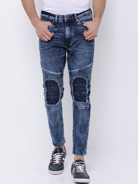 

LOCOMOTIVE Men Blue Tapered Fit Mid-Rise Clean Look Stretchable Jeans