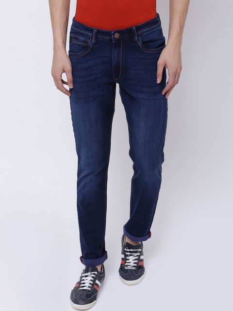 

LOCOMOTIVE Men Blue Super Skinny Fit Mid-Rise Low Distress Stretchable Jeans