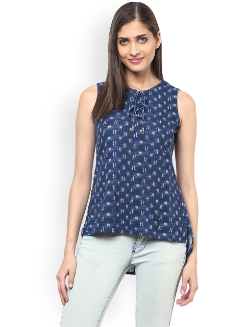 

109F Women Navy Blue Printed Top