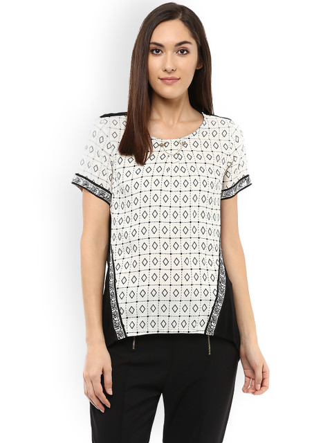 

109F Women Off-White Printed Top