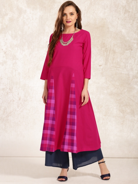 

Anouk Women Magenta Solid A-Line Kurta