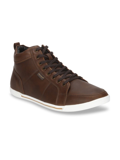 

Red Tape Men Brown Solid Synthetic Mid-Top Sneakers